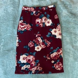 Mauve Floral pencil skirt